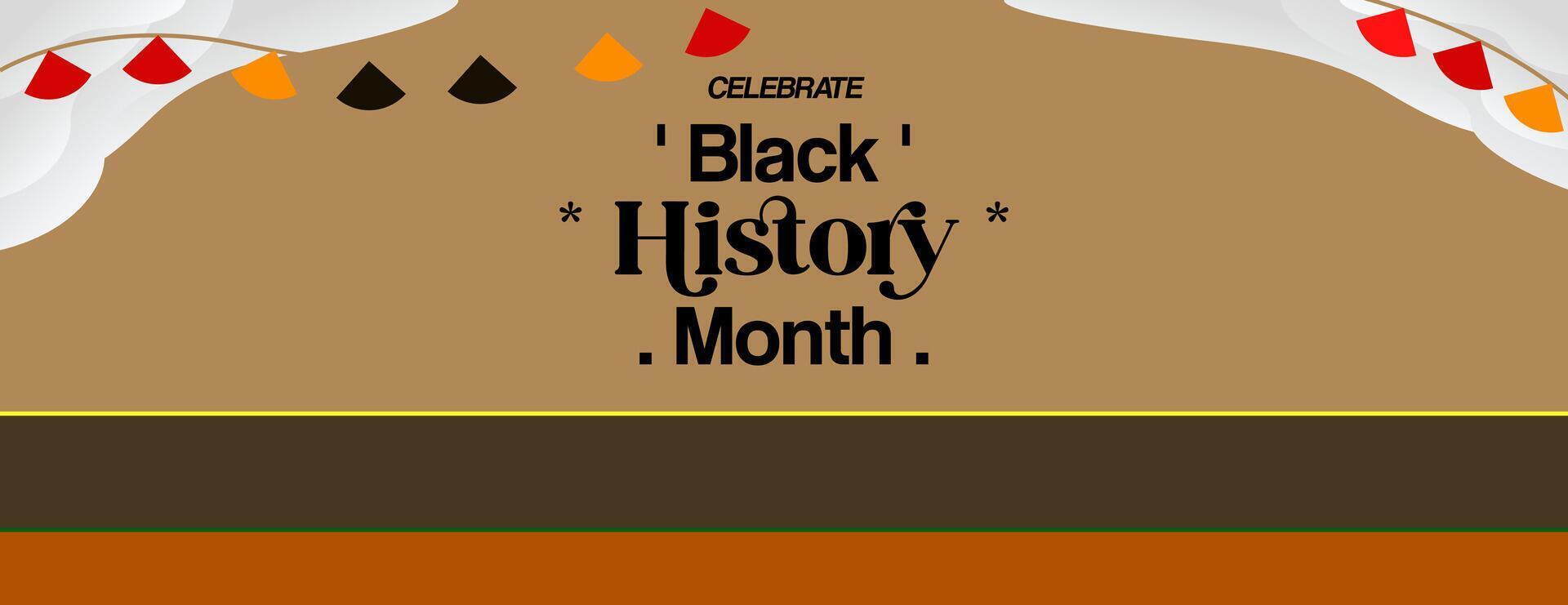 festeggiare nero storia mese nel moderno geometrico stile. saluto bandiera con tipografia. illustrazione per nero storia mese e juneteenth la libertà giorno vettore