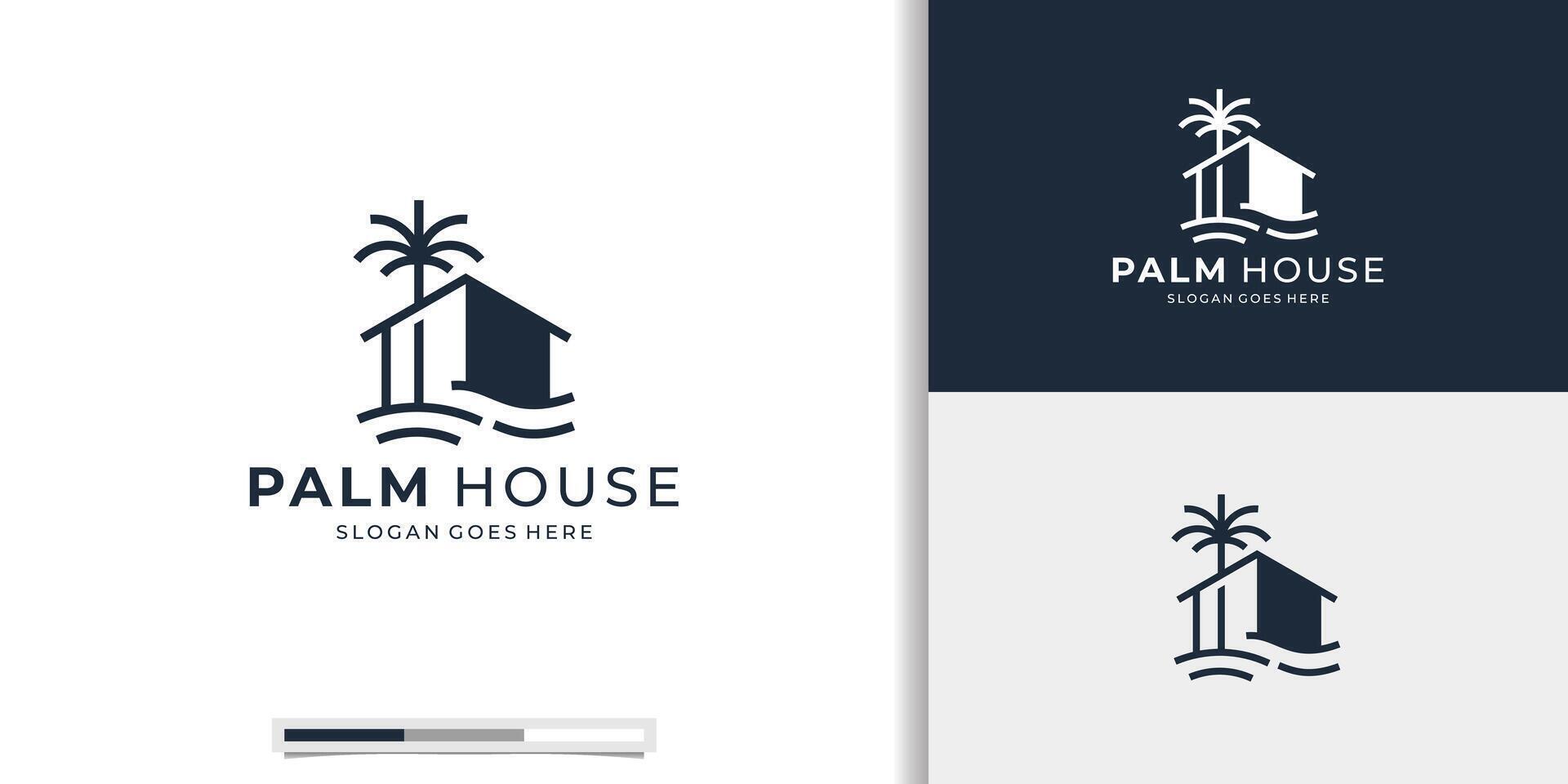 creativo palma Casa minimalista logo design vettore icona illustrazione.