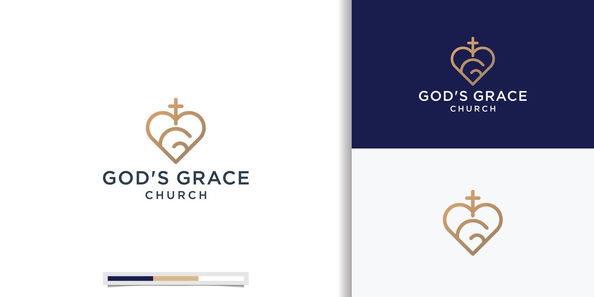 simboli di cristianesimo e lettera g amore linea forma logo design. di Dio grazia logo ispirazione logo. vettore