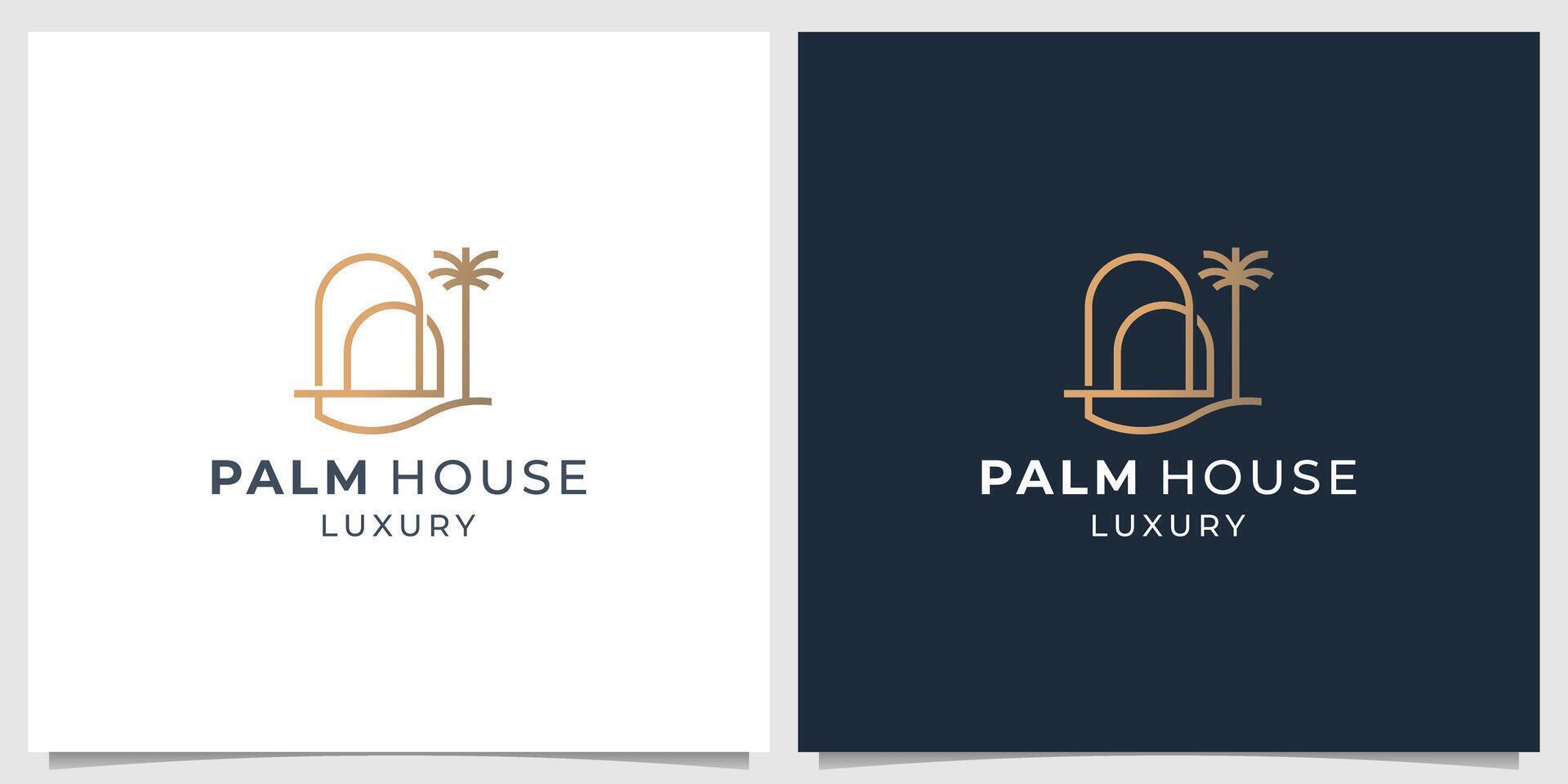 lusso palma Casa linea stile design. logo palma Casa ispirazione, pendenza colore il branding vettore