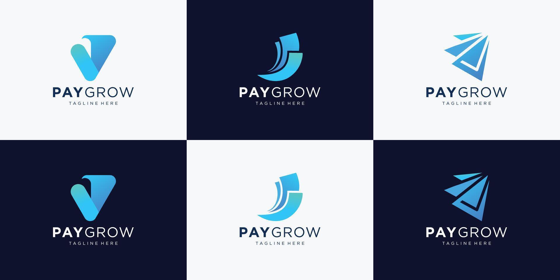impostato di astratto pagamento vettore logo design con crescita freccia forma design.