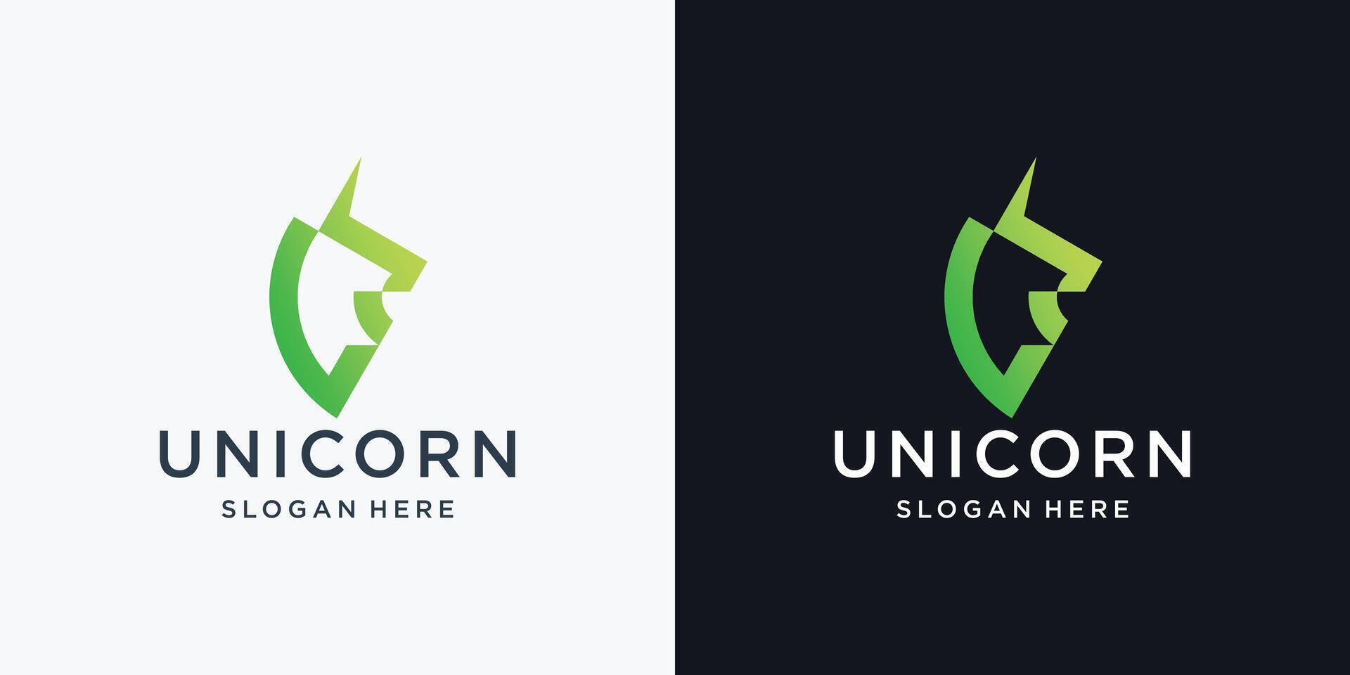 creativo minimalista unicorno logo design ispirazione con pendenza colore marchio. vettore