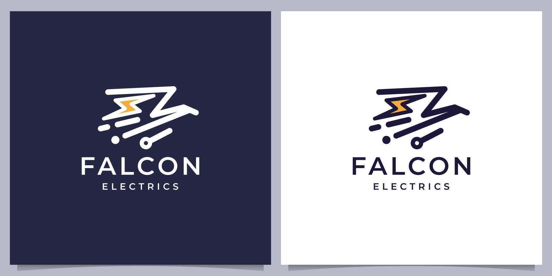 minimalista geometria falco logo design con Electrics linea arte stile ispirazione. vettore