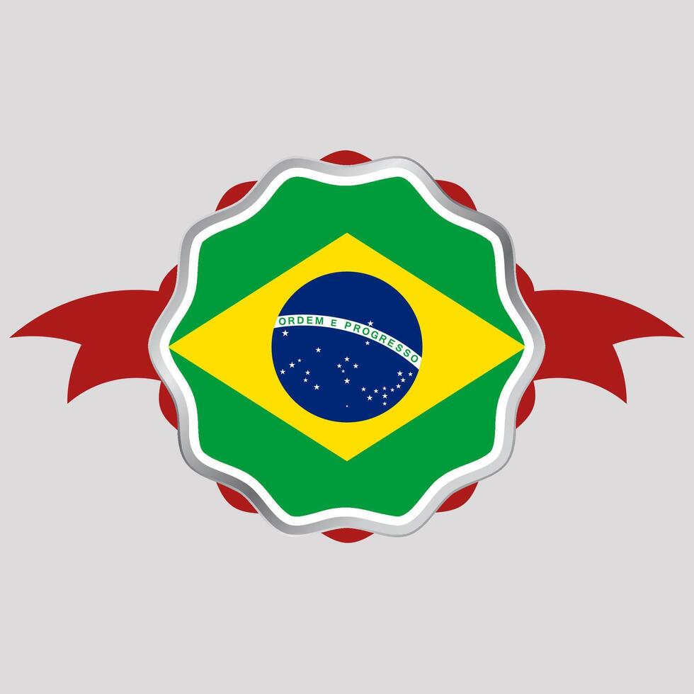 creativo brasile bandiera etichetta emblema vettore