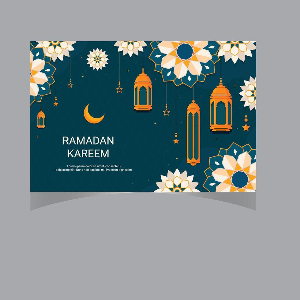 Arabo ornamentale fantasia sfondo di islamico moschea, design saluto carta per Ramadan kareem vettore
