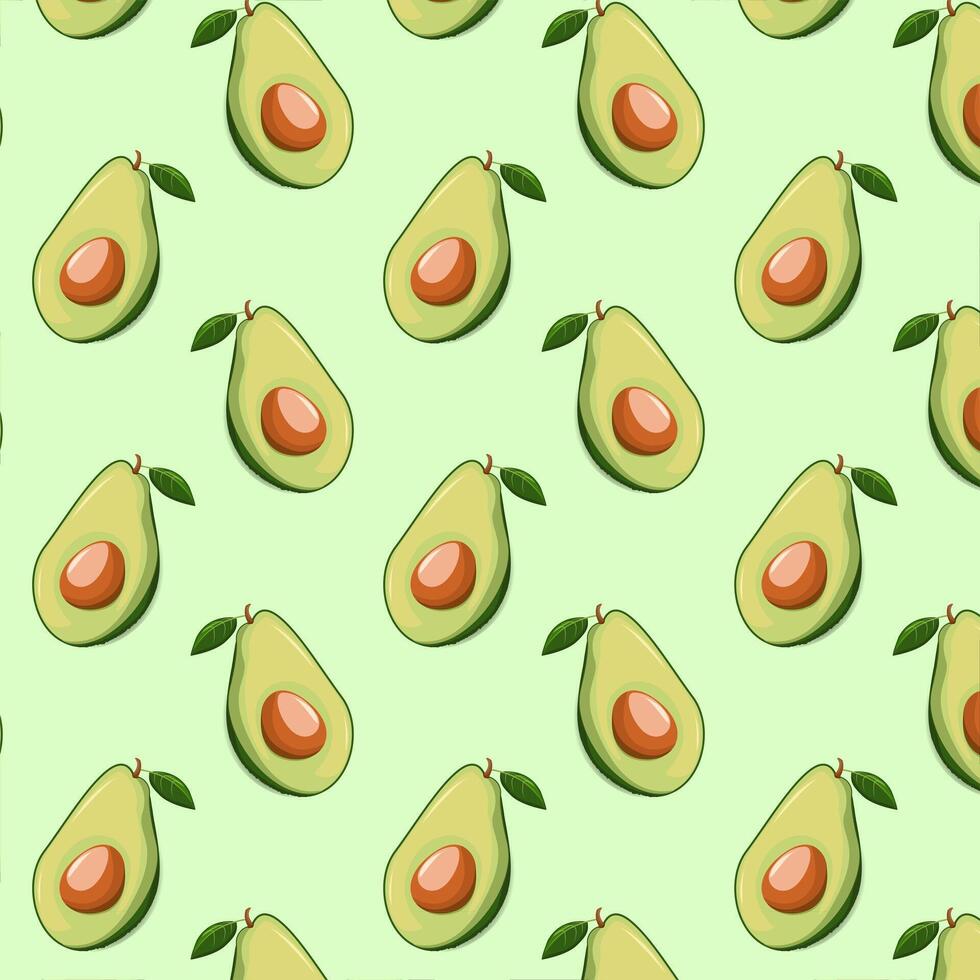 senza soluzione di continuità modello avocado totale e metà. salutare verdure e vegetariano cibo. fresco biologico cibo, salutare mangiare. fatto nel cartone animato piatto stile vettore