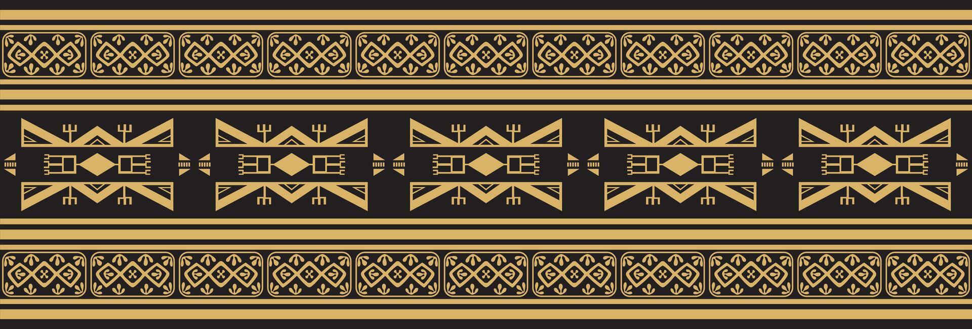 nativo americano vettore oro senza soluzione di continuità modello. infinito azteco, maya, inca ornamento. disegno per confine e telaio.