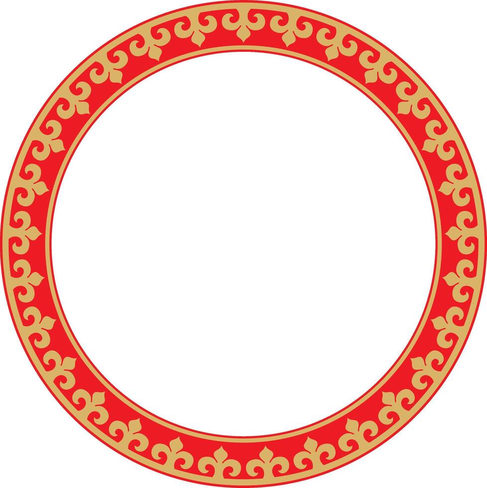 vettore oro e rosso kazakh nazionale il giro modello, telaio. etnico ornamento di il nomade popoli di Asia, il grande steppa, kazaki, chirghiso, calmucchi, mongoli, buriati, turkmeni