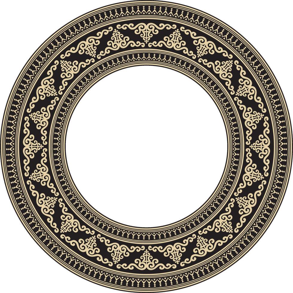 vettore oro e nero il giro yakut ornamento. infinito cerchio, confine, telaio di il settentrionale popoli di il lontano est