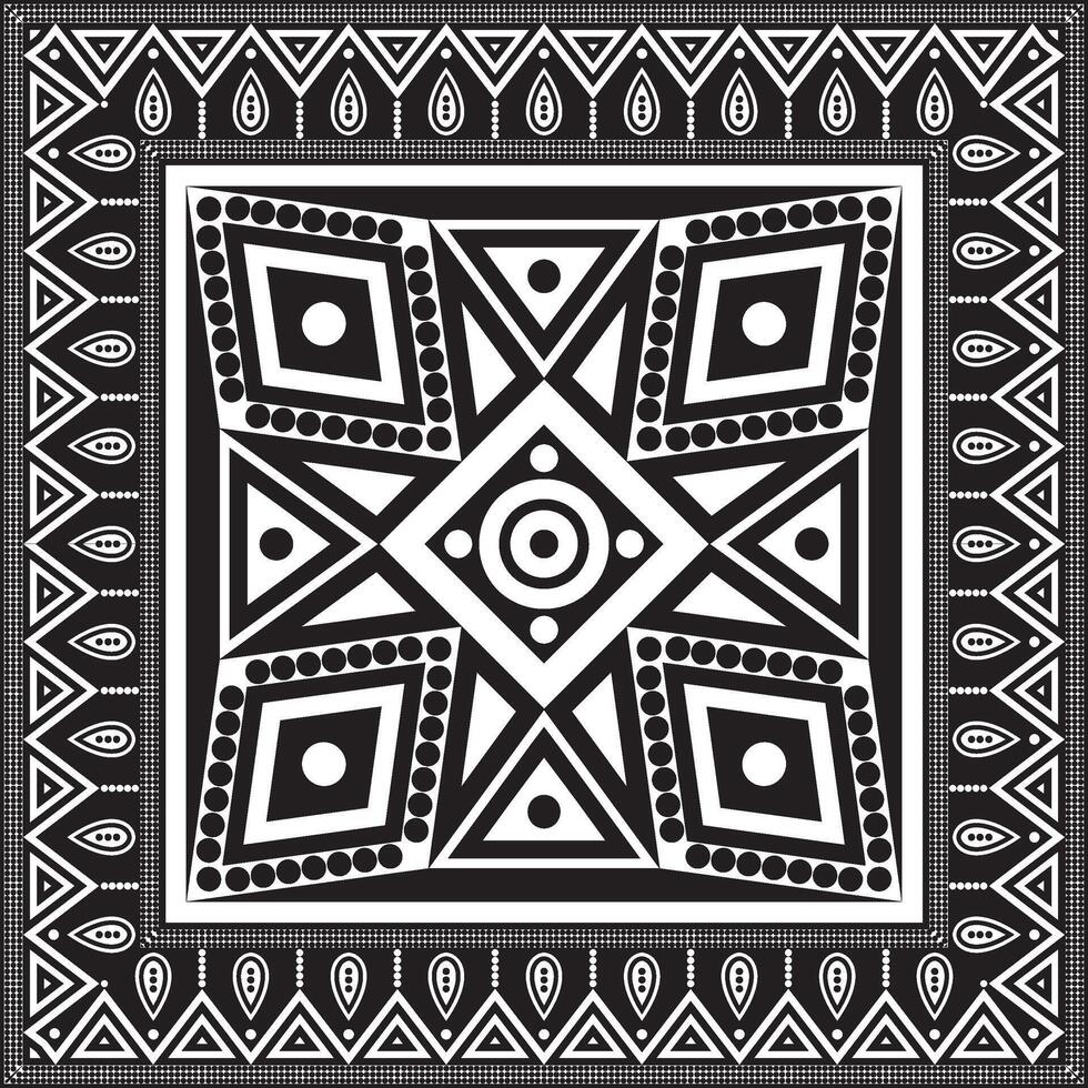 vettore nero monocromatico nativo americano popolare ornamento. piazza modello, sciarpa di il popoli di America, azteco, incas, maya