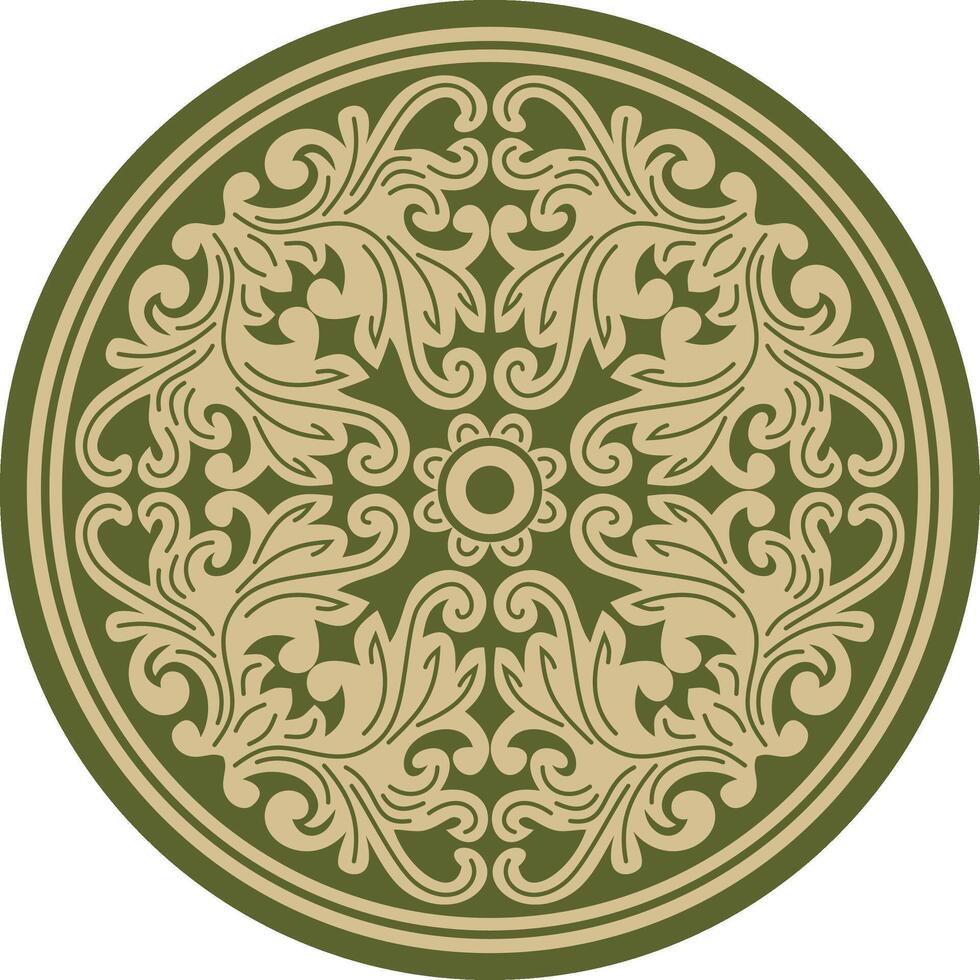 vettore verde con nero il giro antico bizantino ornamento. classico cerchio di il orientale romano impero, Grecia. modello motivi di costantinopoli