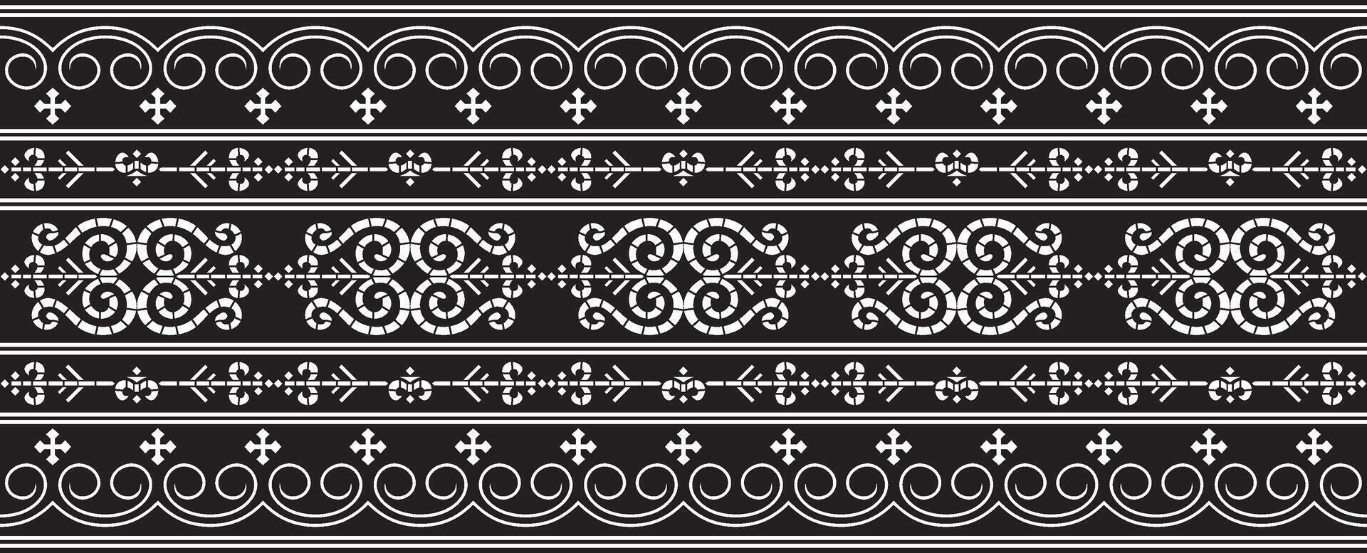 vettore monocromatico nero senza soluzione di continuità yakut ornamento. infinito confine, telaio di il settentrionale popoli di il lontano est