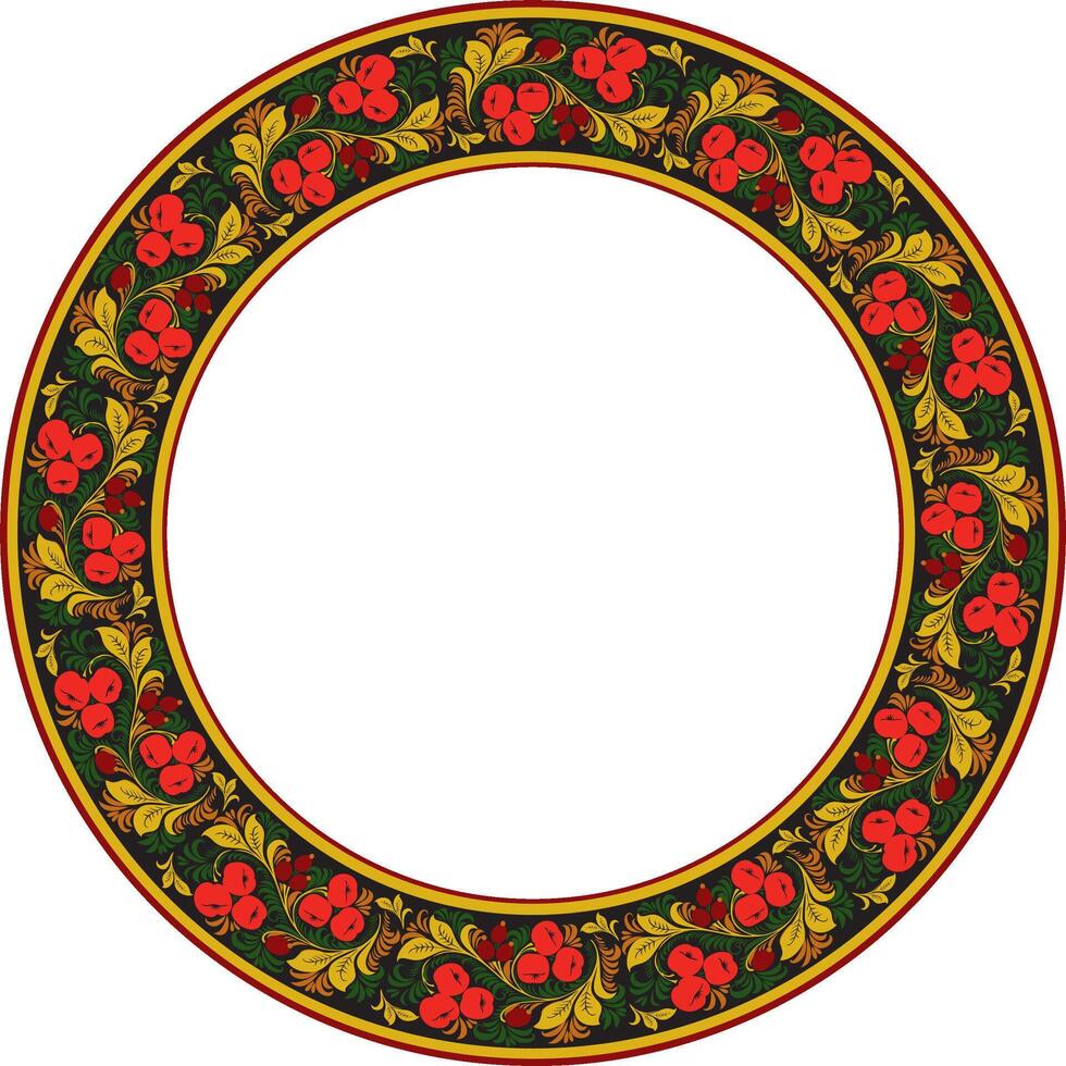 vettore colorato il giro russo popolare ornamento khokhloma. nazionale infinito cerchio, confine, telaio di slavo popoli, bielorussi, ucraini.