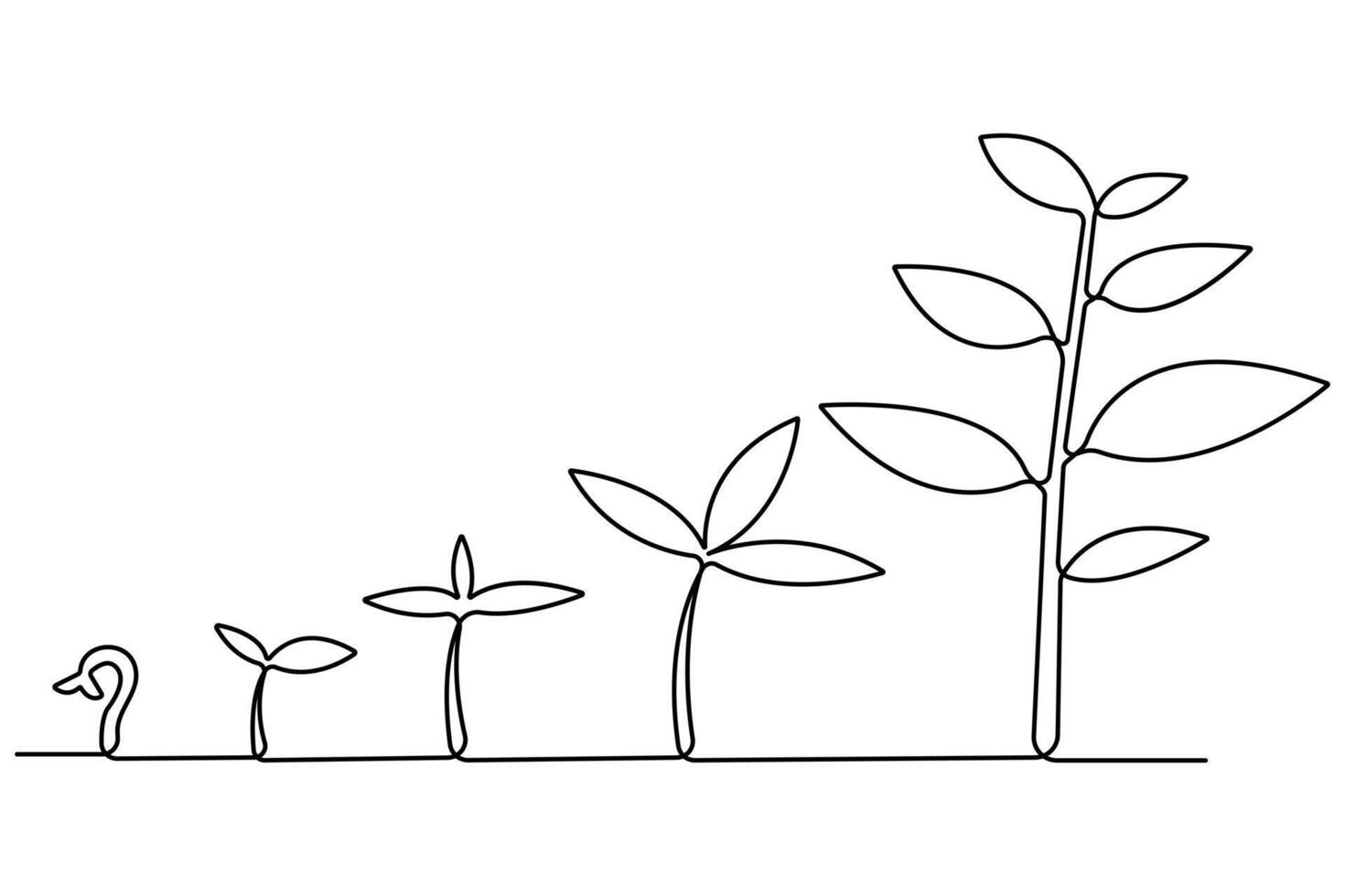 pianta in crescita continuo uno linea arte disegno di albero pianta schema vettore illustrazione