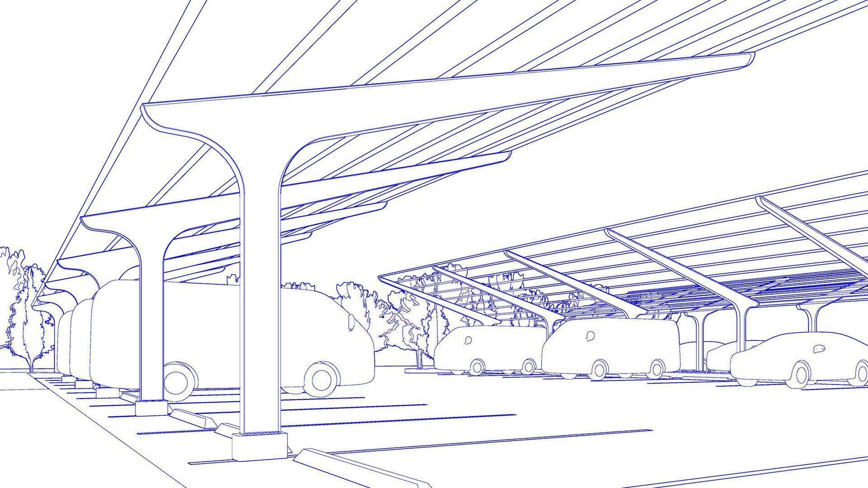 3d illustrazione di parcheggio e posto auto coperto vettore
