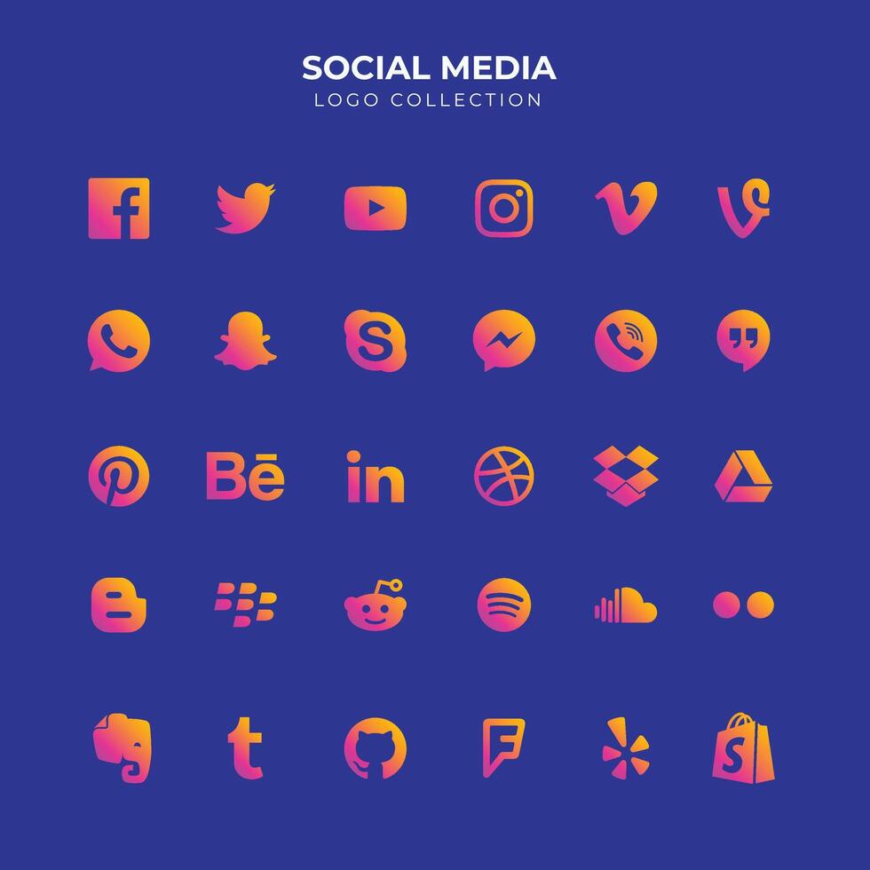 sociale media icone vettore impostato con Facebook, instagram, cinguettio, tic toc, Youtube loghi