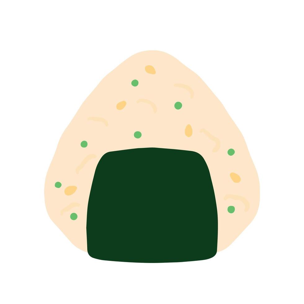 misto riso onigiri giapponese cibo nel carino icona cartone animato vettore illustrazione