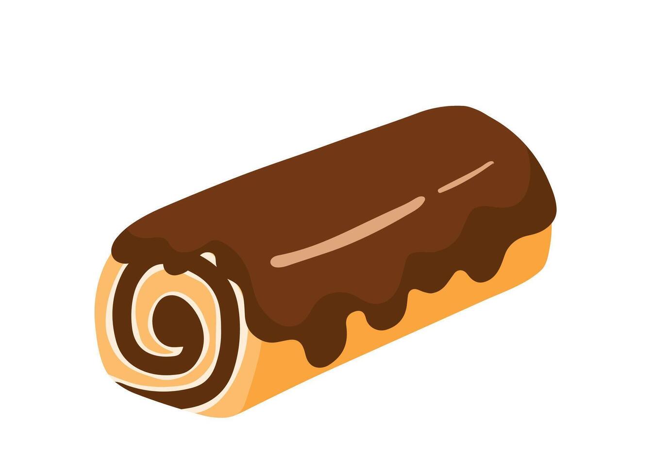 svizzero rotolo torta cioccolato dolce dolce carino piatto cartone animato vettore illustrazione