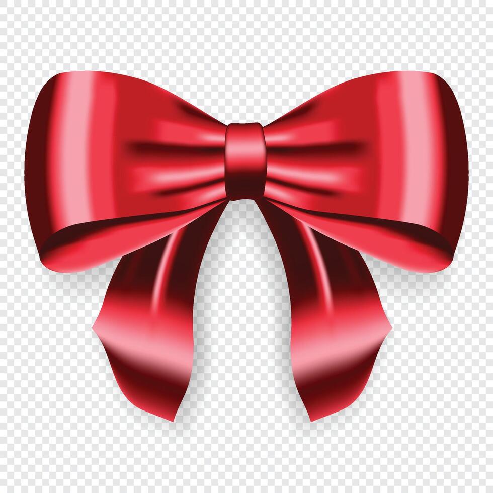 realistico rosso arco. raso decorativo rosso arco. elemento per decorazione i regali, saluti, vacanze vettore