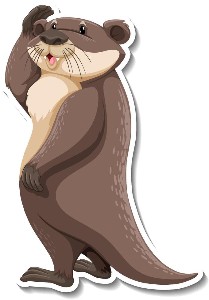 adesivo simpatico cartone animato animale selvatico lontra vettore