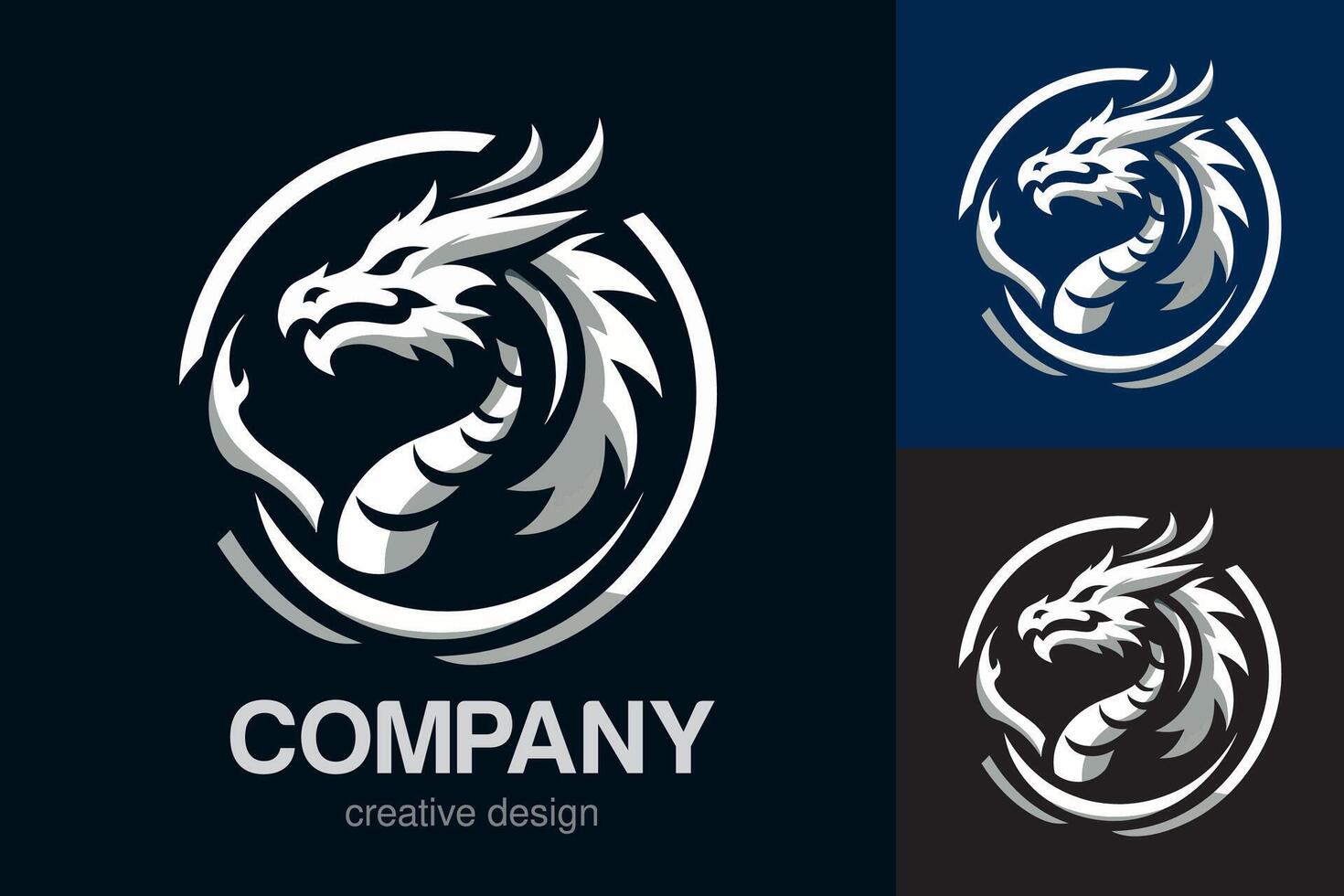 piatto logo di vettore Drago design