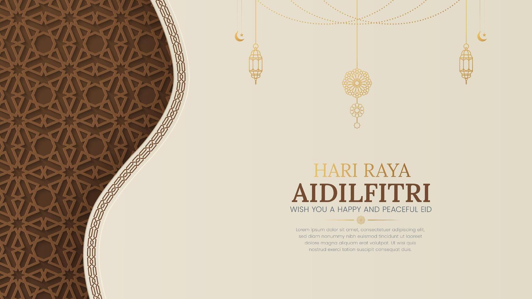 hari raya aiutailfitri, eid mubarak islamico sfondo con elegante confine e modello vettore