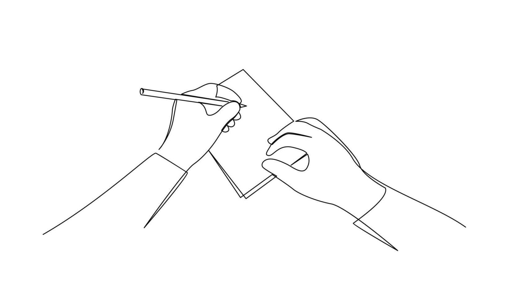 mano scrittura con matita nel continuo linea disegno vettore illustrazione