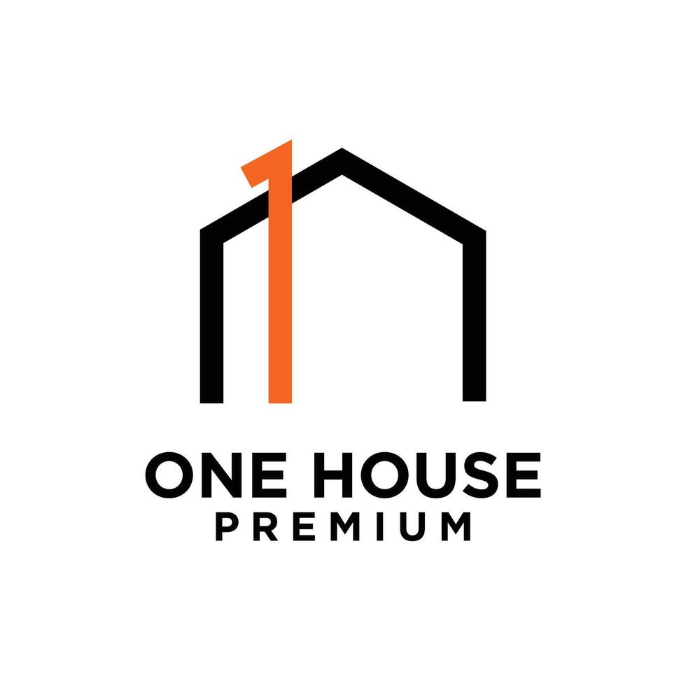 uno 1 Casa casa lettera logo icona design vettore