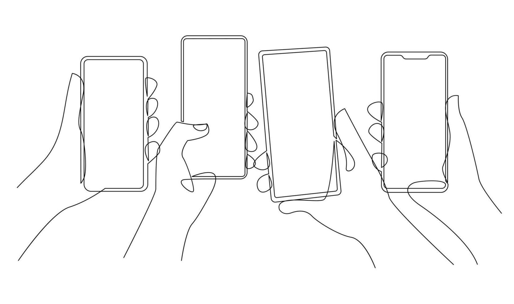 mano Tenere Telefono continua illustrazione design vettore