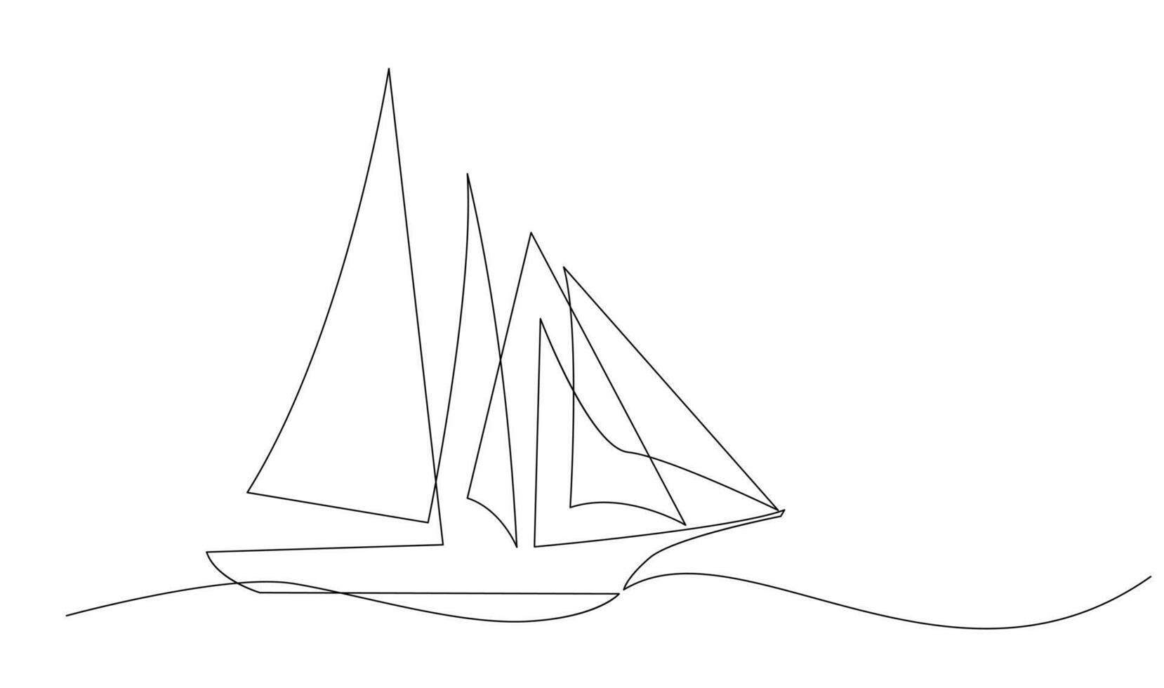 singolo continuo linea arte mare barca icona. yacht viaggio turismo concetto silhouette simbolo design. uno schizzo schema disegno vettore illustrazione