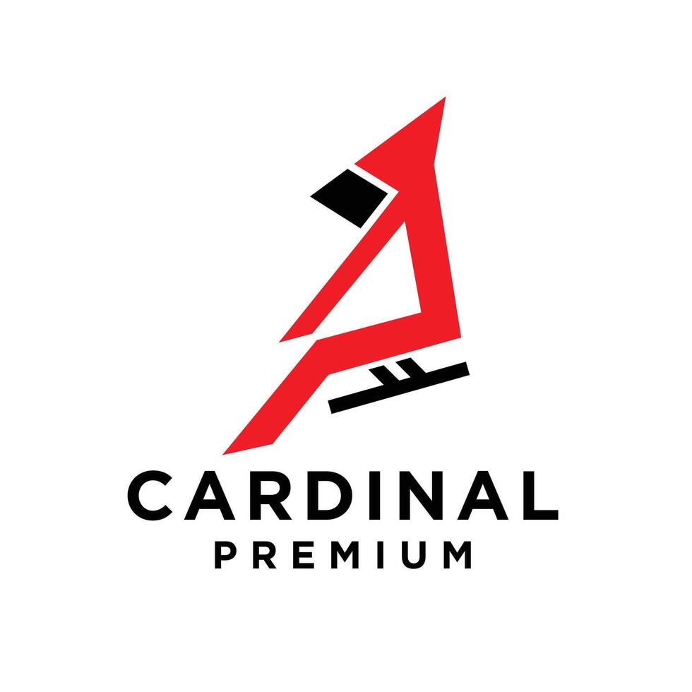 cardinale uccello moderno semplice logo design vettore