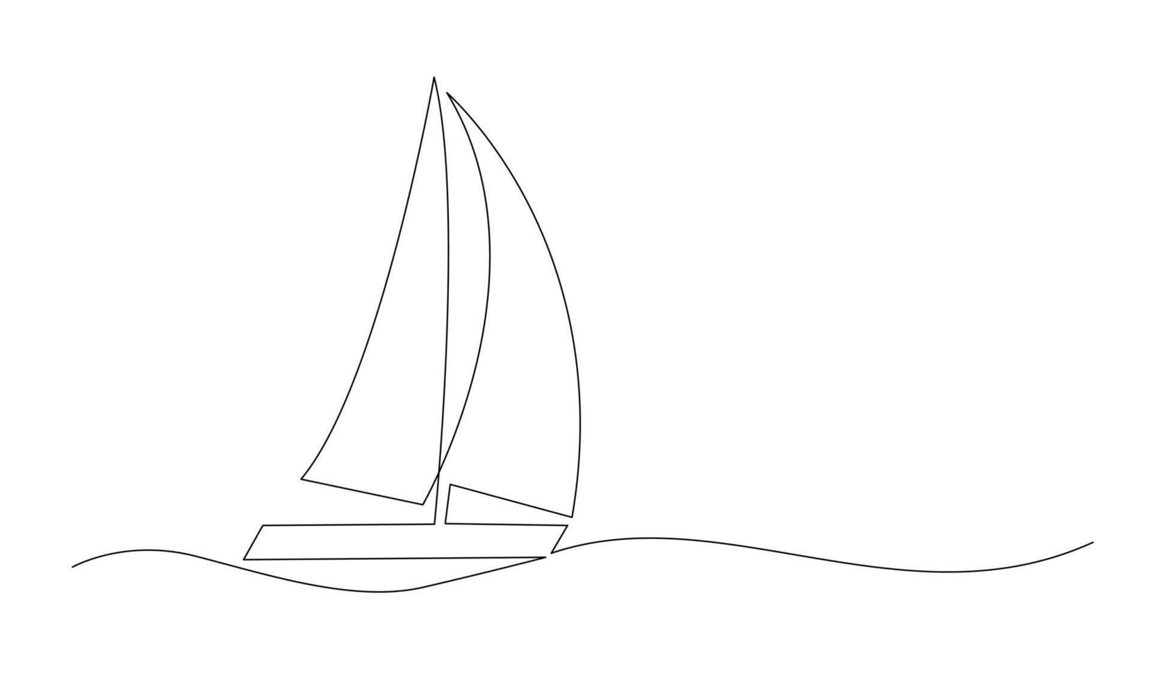 singolo continuo linea arte mare barca icona. yacht viaggio turismo concetto silhouette simbolo design. uno schizzo schema disegno vettore illustrazione