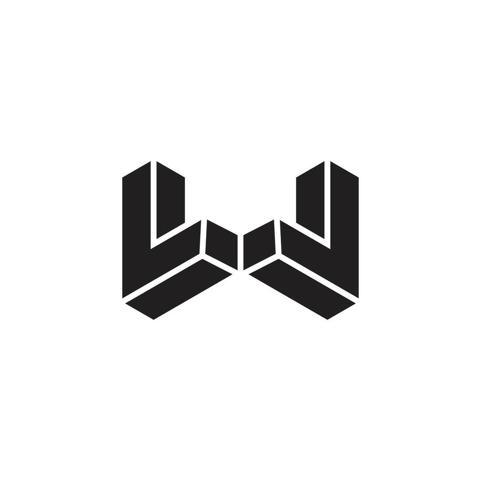 lettera lw 3d frammento semplice logo vettore