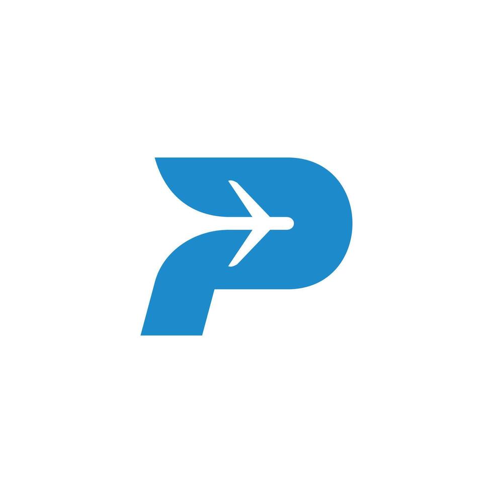 lettera p aereo swoosh logo vettore