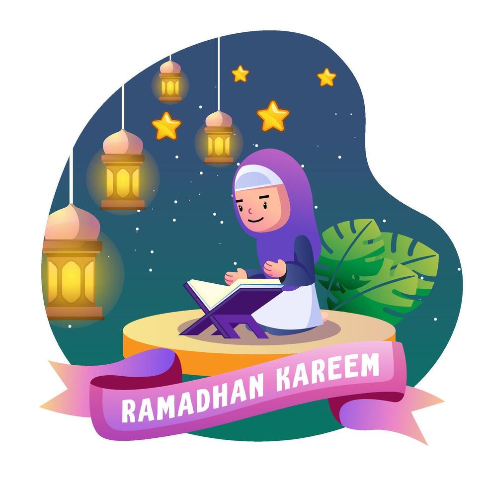 Ramadan bambini illustrazione vettore