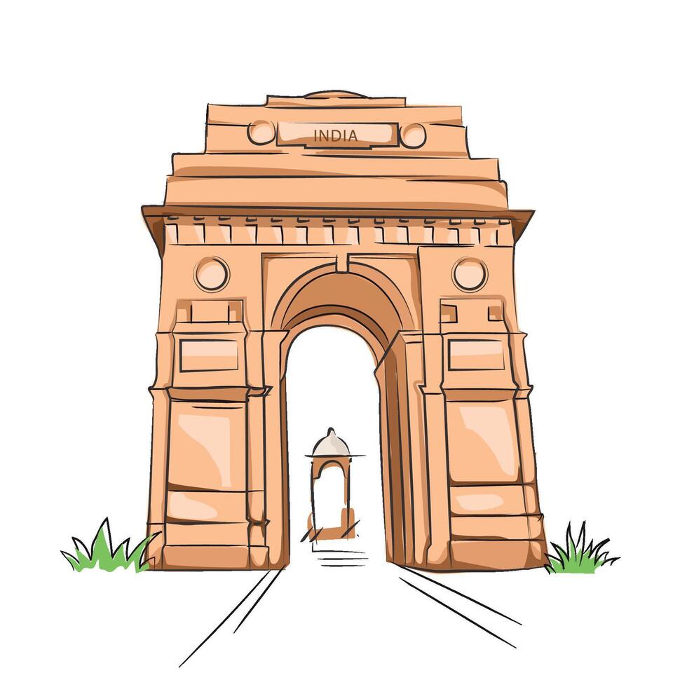 gratuito mano vettore illustrazione di India cancello nel delhi