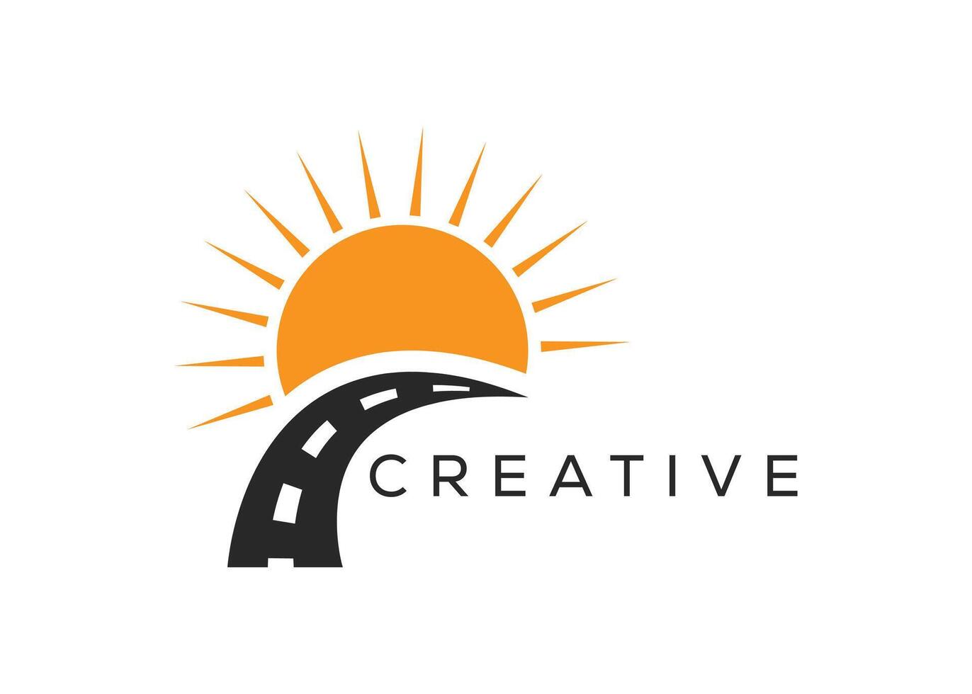 minimalista strada e sole vettore logo design modello. creativo moderno sole strada logo