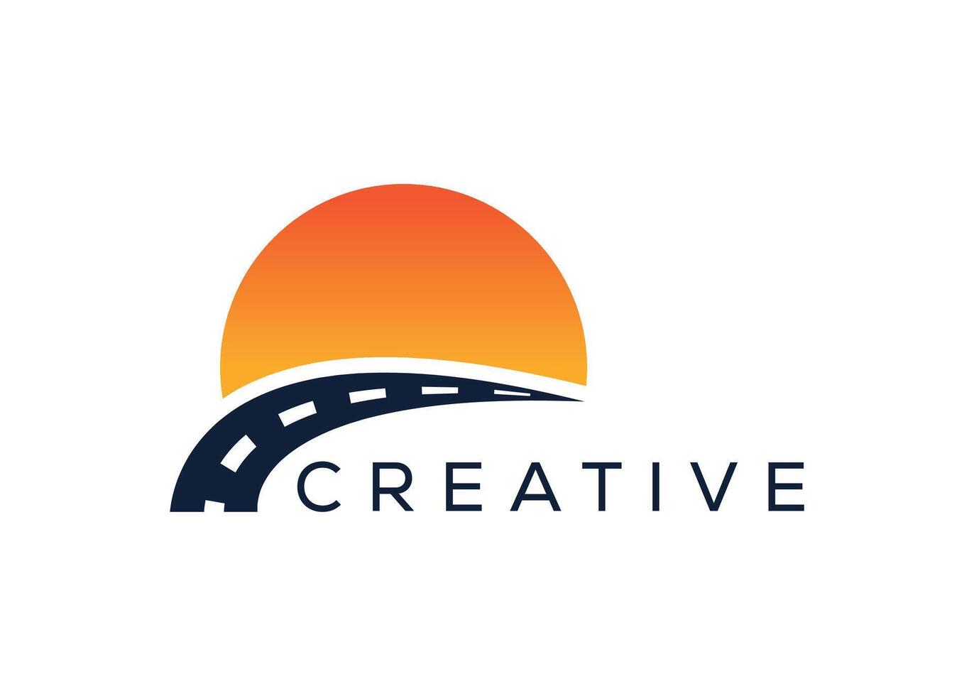 minimalista strada e sole vettore logo design modello. creativo moderno sole strada logo