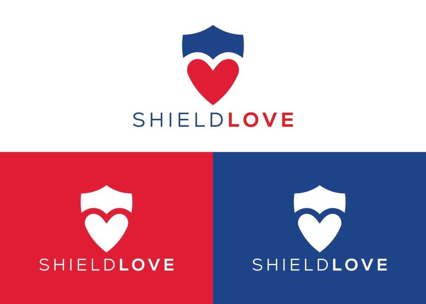 minimalista scudo amore logo design vettore modello. guardia e amore vettore