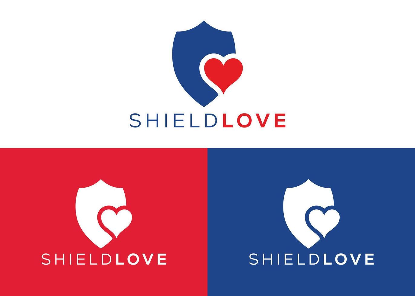 minimalista scudo amore logo design vettore modello. guardia e amore vettore