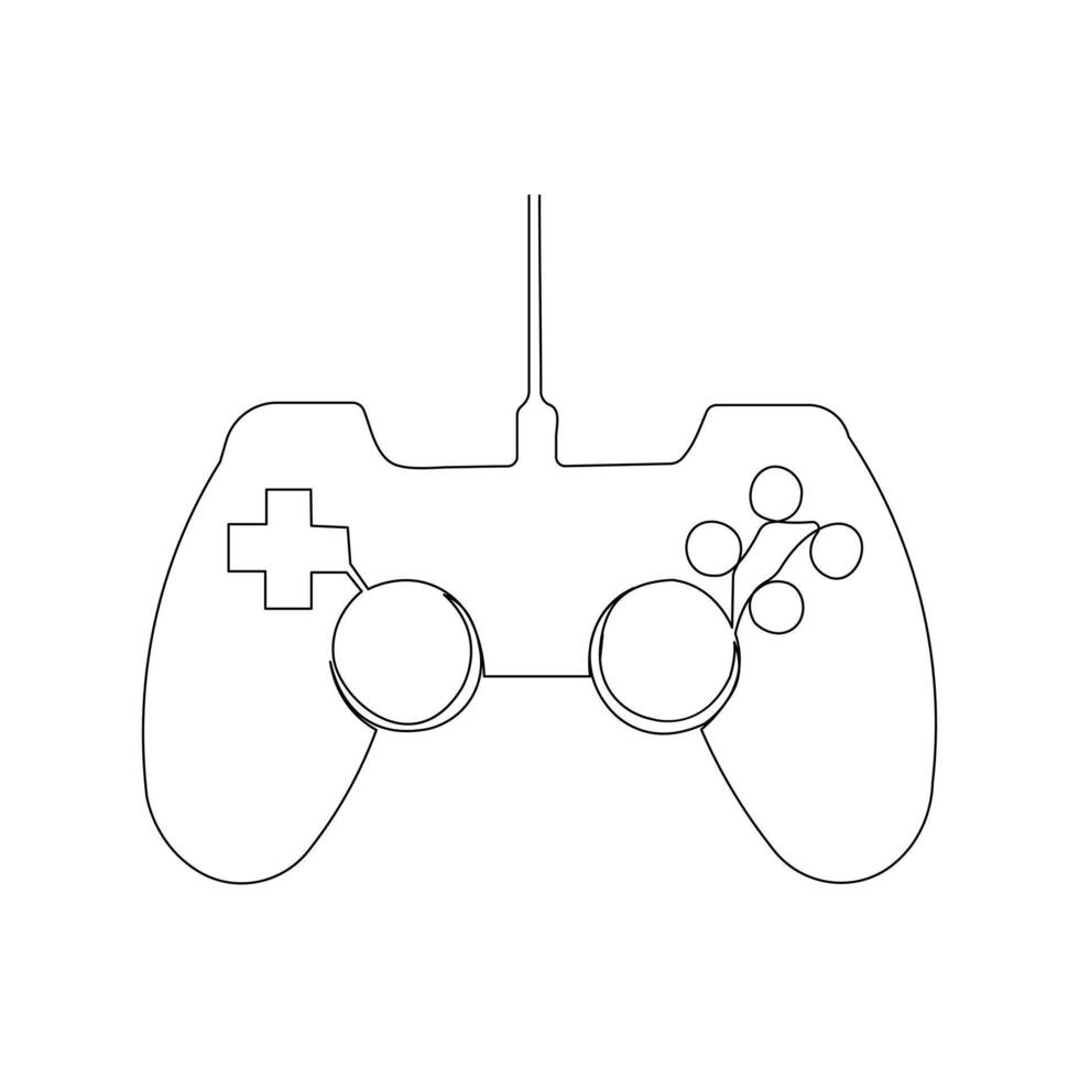 continuo singolo linea disegno di gioco controllore joystick o gamepad vettore arte illustrazione