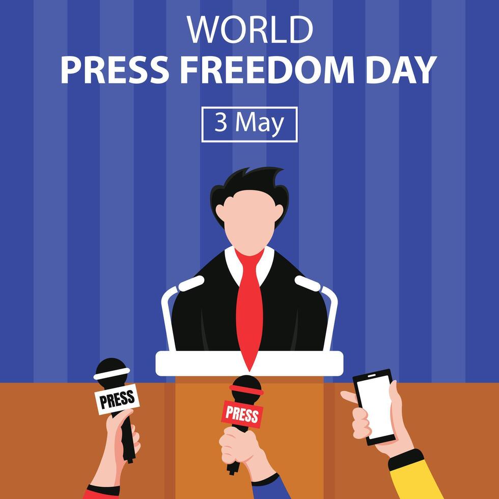 illustrazione vettore grafico di un' uomo è essere intervistato di giornalisti, Perfetto per internazionale giorno, mondo stampa la libertà giorno, celebrare, saluto carta, eccetera.
