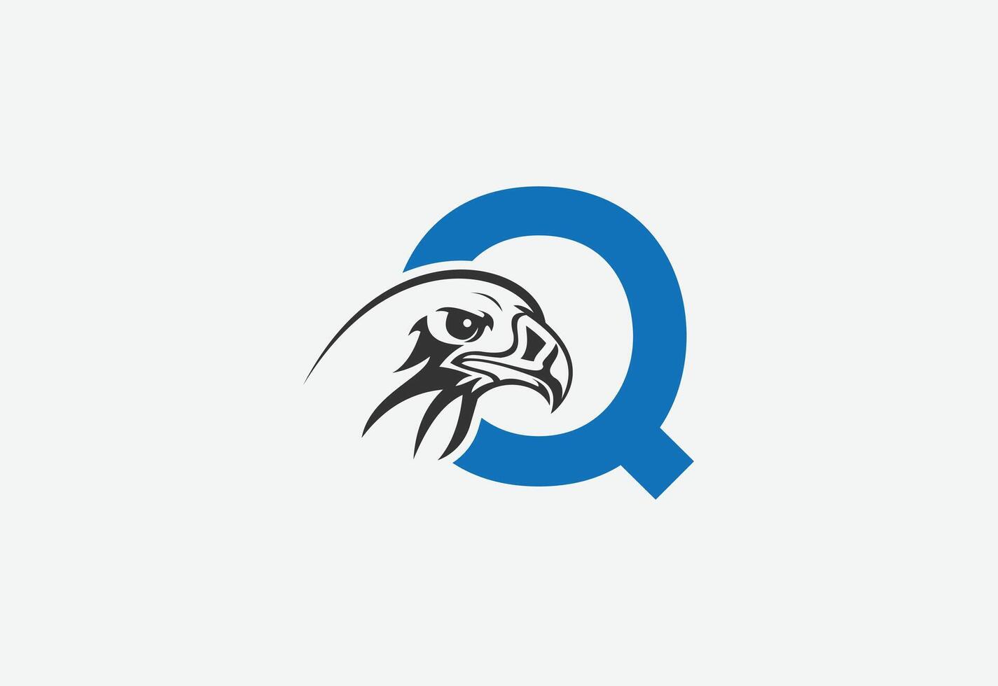 alto qualità illustrazione di un' aquila testa con quest'ultimo q per logo e icone vettore