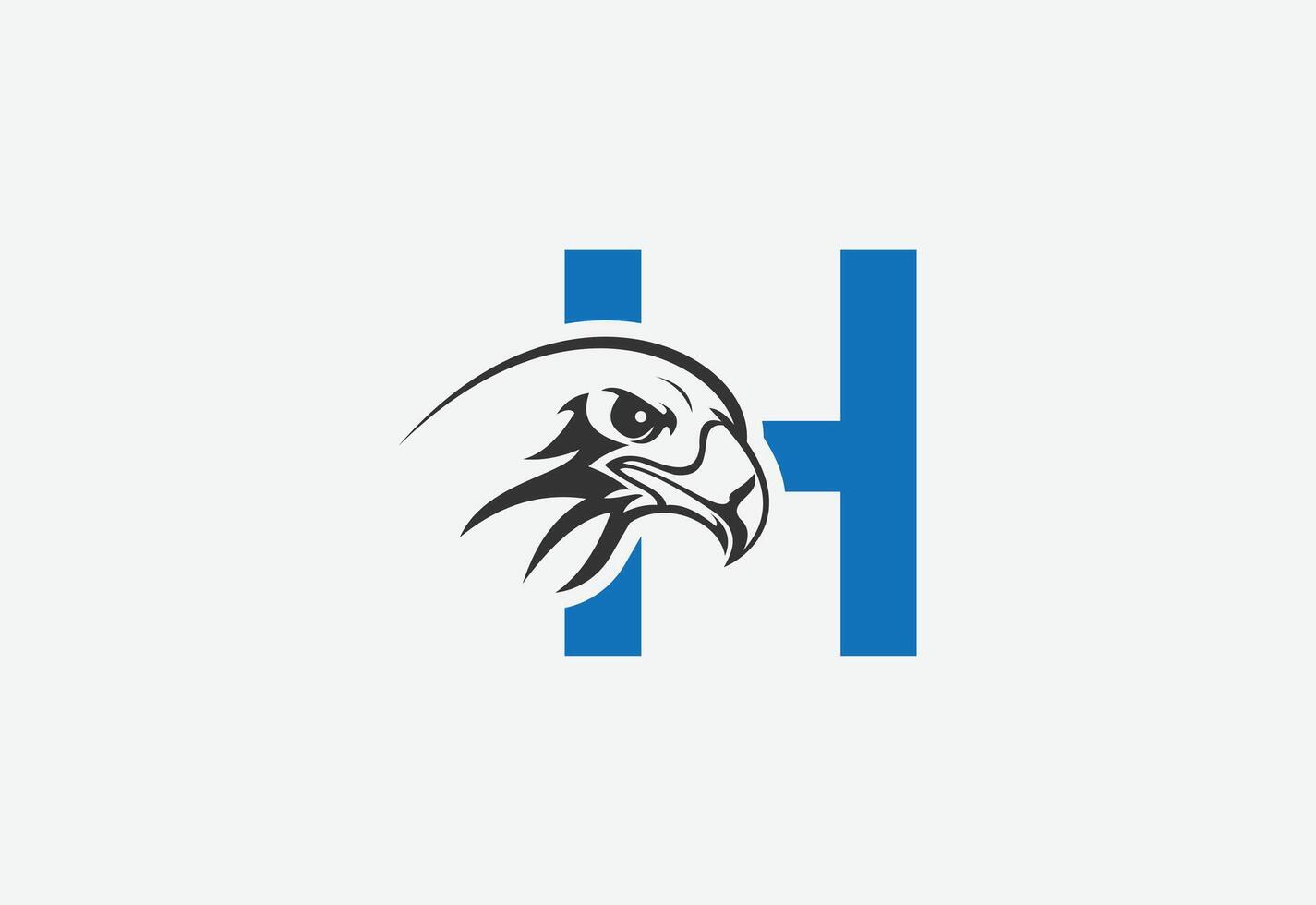 alto qualità illustrazione di un' aquila testa con quest'ultimo h per logo e icone vettore
