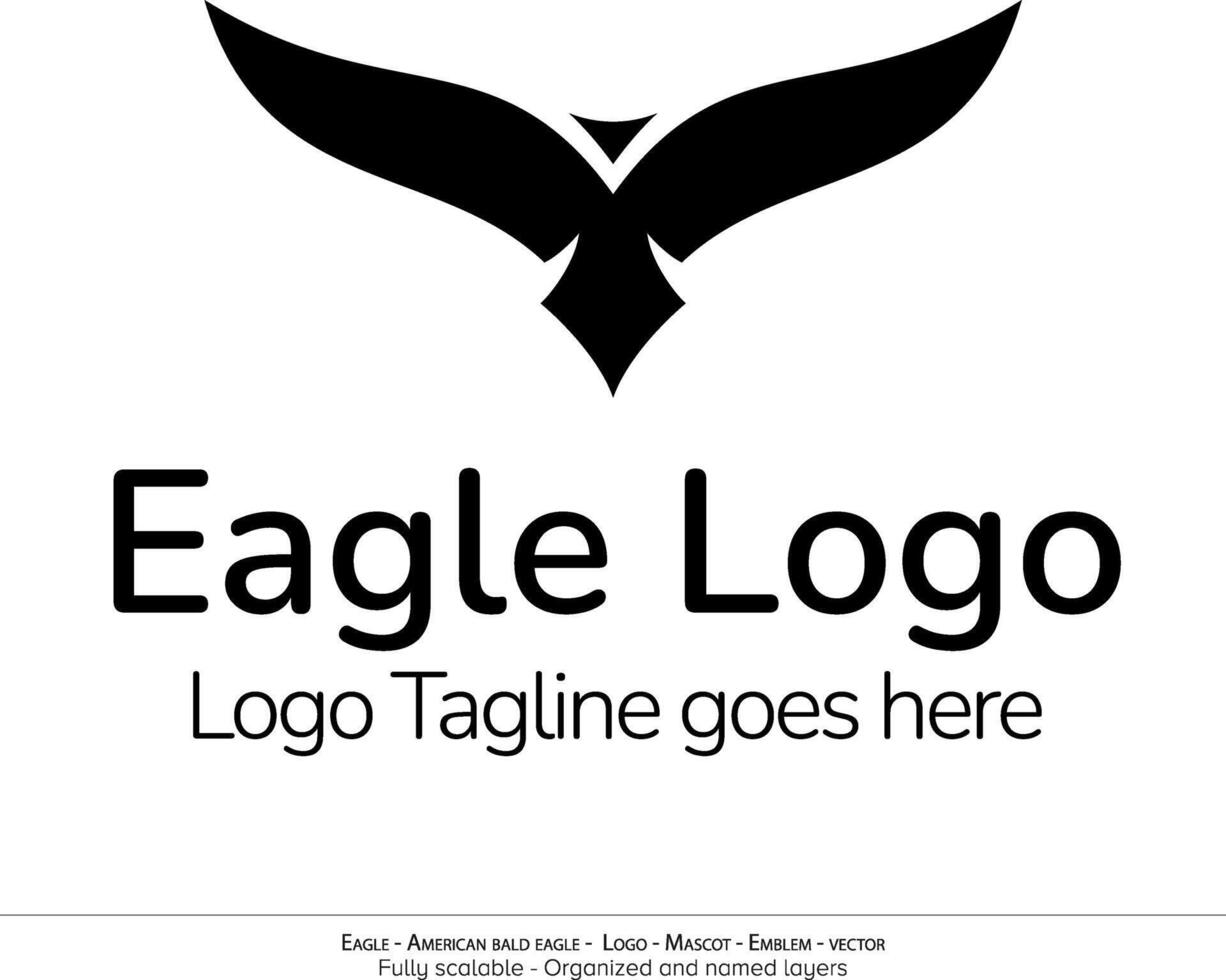 aquila logo, volante uccello emblema. colomba mascotte. americano Calvo aquila silhouette logo. minimo disegno, minimalista logo vettore