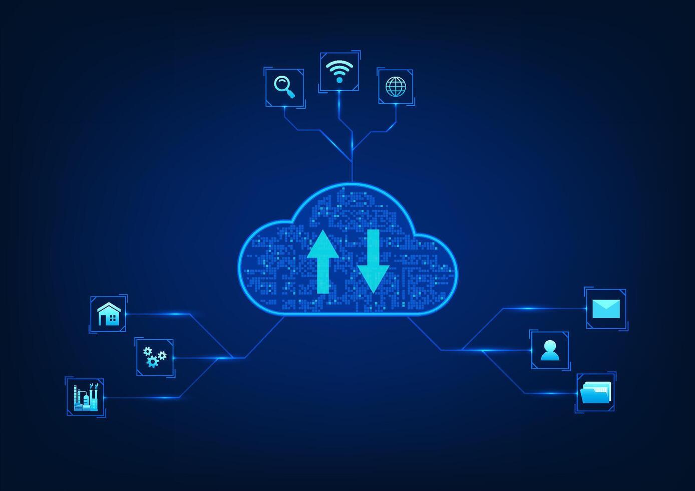 nube tecnologia sfondo quello atti come un' Conservazione e condivisione informazione attraverso il Internet Rete quello può essere Usato in giro il mondo e ha un' sicurezza sistema. adatto per uso nel aziendale aziende vettore