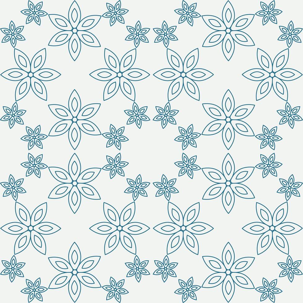 senza soluzione di continuità modello di contorno fiori o fiocchi di neve. su un' bianca sfondo. piastrella modello. simmetria. geometria. vettore illustrazione