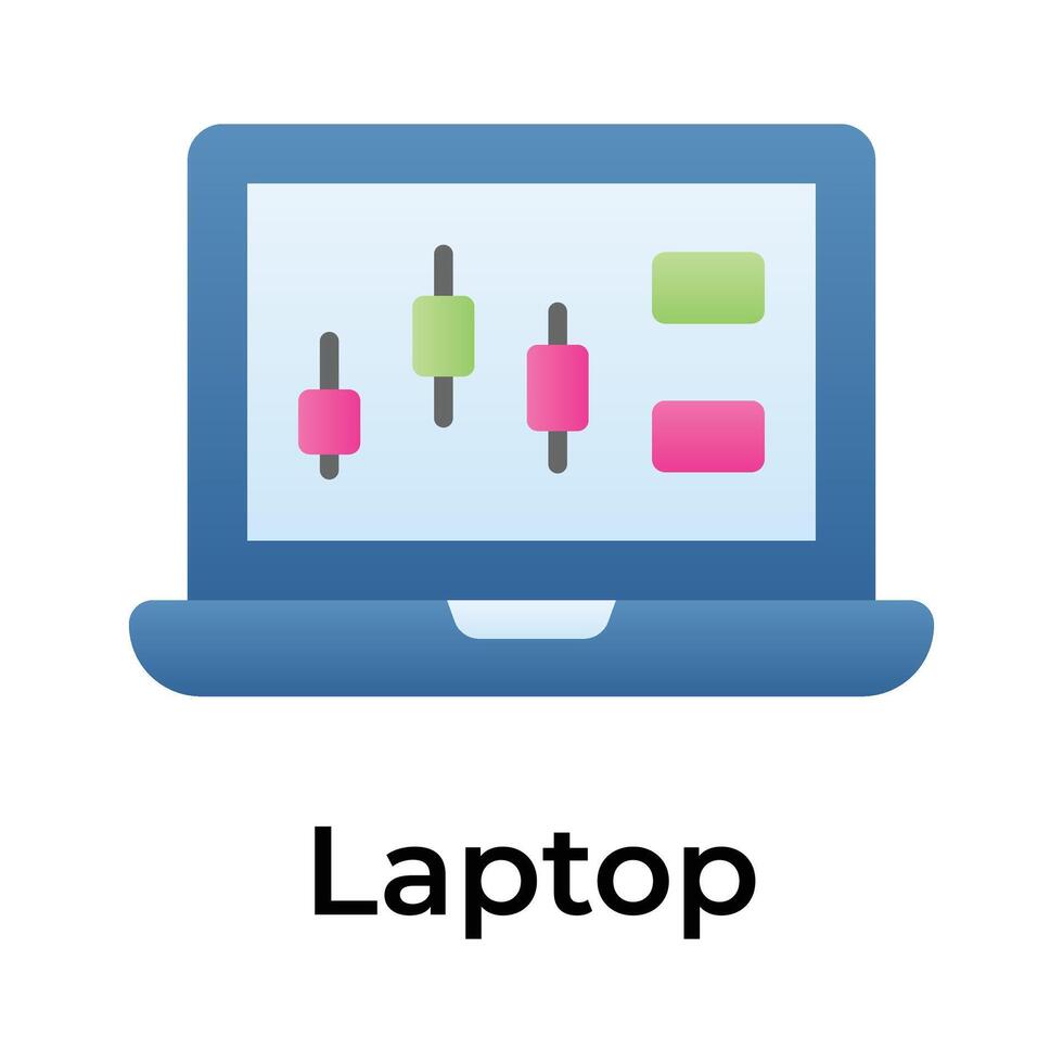 azione mercato, commercio pannello di controllo icona, vettore di il computer portatile nel moderno stile