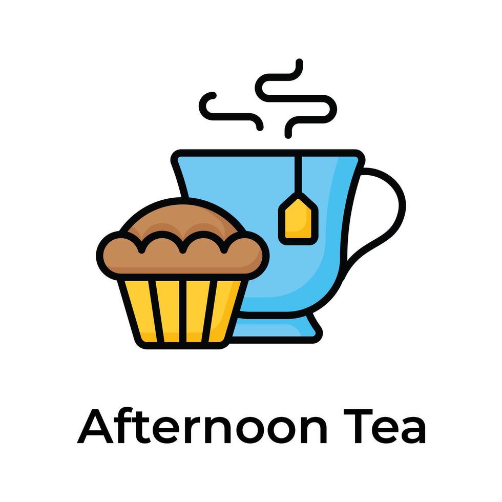 tazza di tè con Cupcake mostrando concetto icona di pomeriggio tè vettore