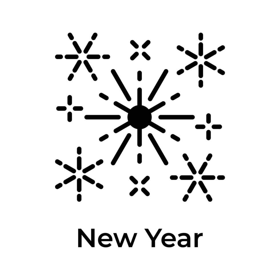 fuochi d'artificio mostrando icona di nuovo anno celebrazione, modificabile vettore design